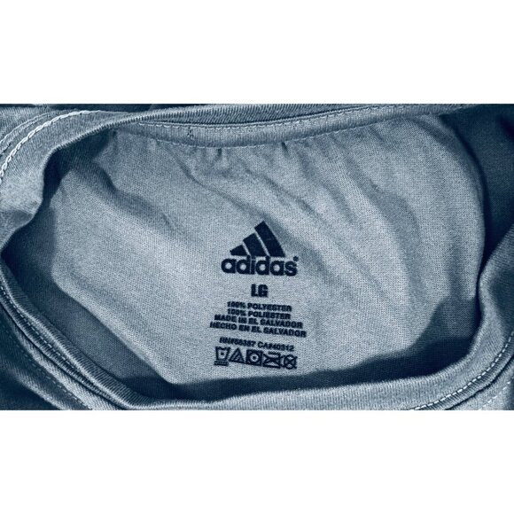 Adidas Mens Light Blue T-Shirt With Red Logo Design Short Sleeves Lightweight & - Picture 5 of 10